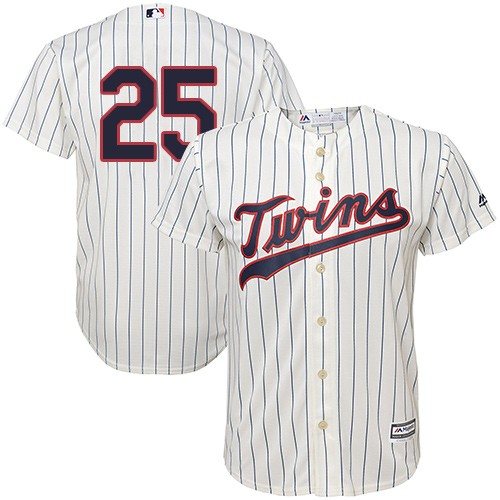 Twins #25 Byron Buxton Cream Strip Cool Base Stitched Youth MLB Jersey - Click Image to Close